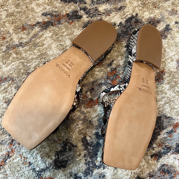 [Vince] Zahara Coffee Snake Skin Print Sandal Slides - Picture 5 of 6